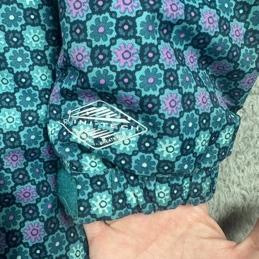 Columbia Omni-Heat Outgrown Sleeves‎ Winter Jacket Kids Medium Teal Floral Coat